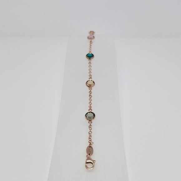 Sterling Silver Rose Gold Multi Color CZ Bracelet - Picture 3 of 4